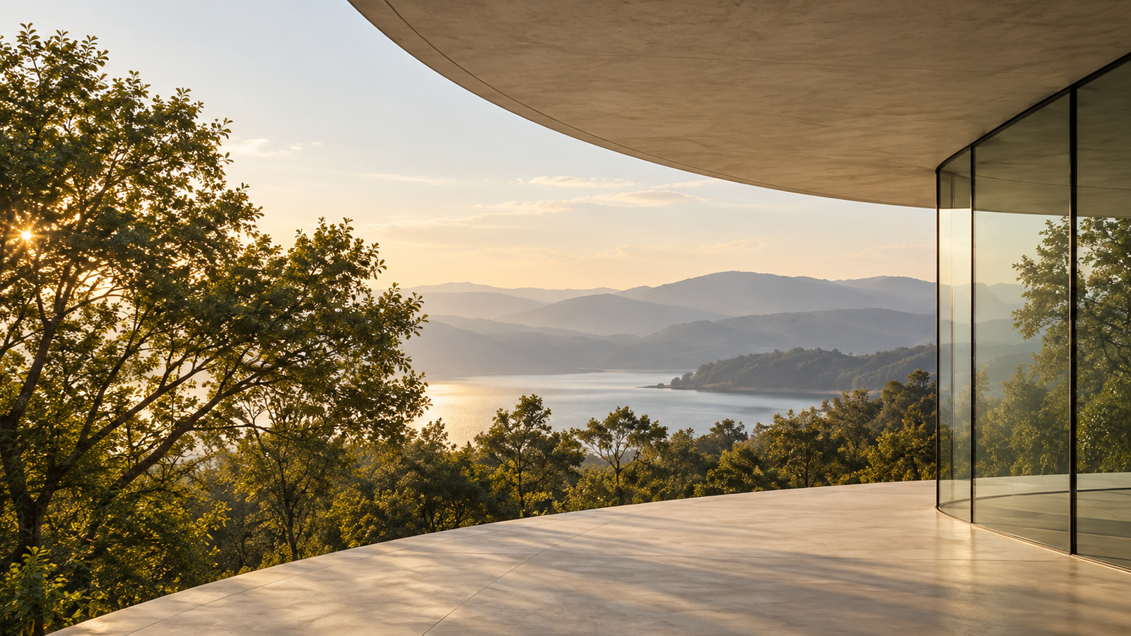 Arquitetura aberta para uma paisagem natural, com espaço para contemplação